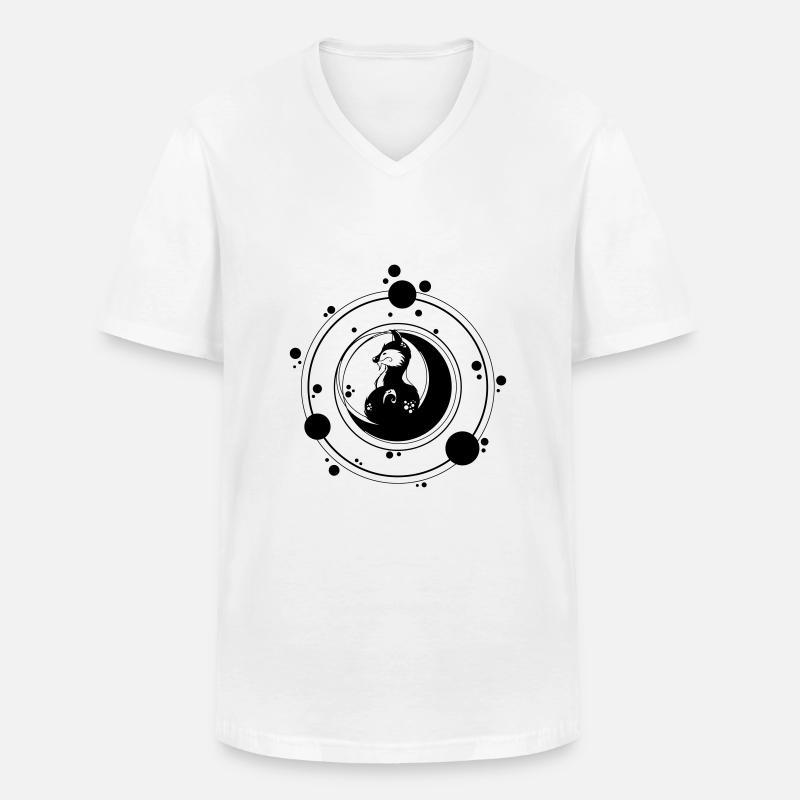 Fuchsmond - Männer-T-Shirt mit V-Ausschnitt - Weiß