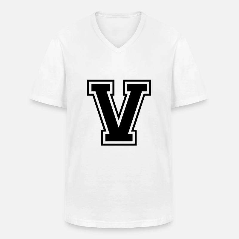 v - Männer-T-Shirt mit V-Ausschnitt - Weiß