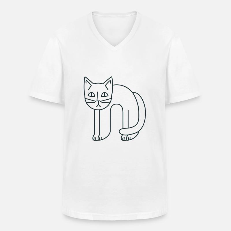 Hängende Flexi-Katze - Männer-T-Shirt mit V-Ausschnitt - Weiß