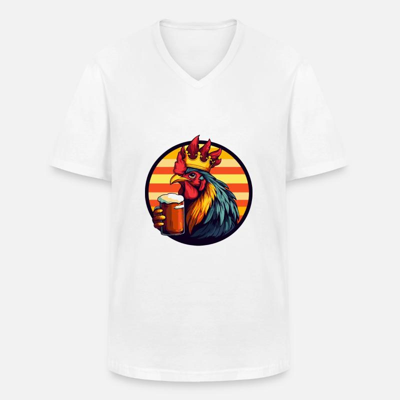 Hahn Bier Comic - Männer-T-Shirt mit V-Ausschnitt - Weiß