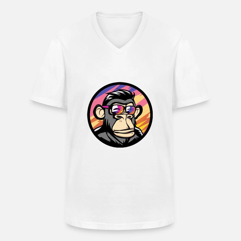 Affe Comic Cool Sommer - Männer-T-Shirt mit V-Ausschnitt - Weiß