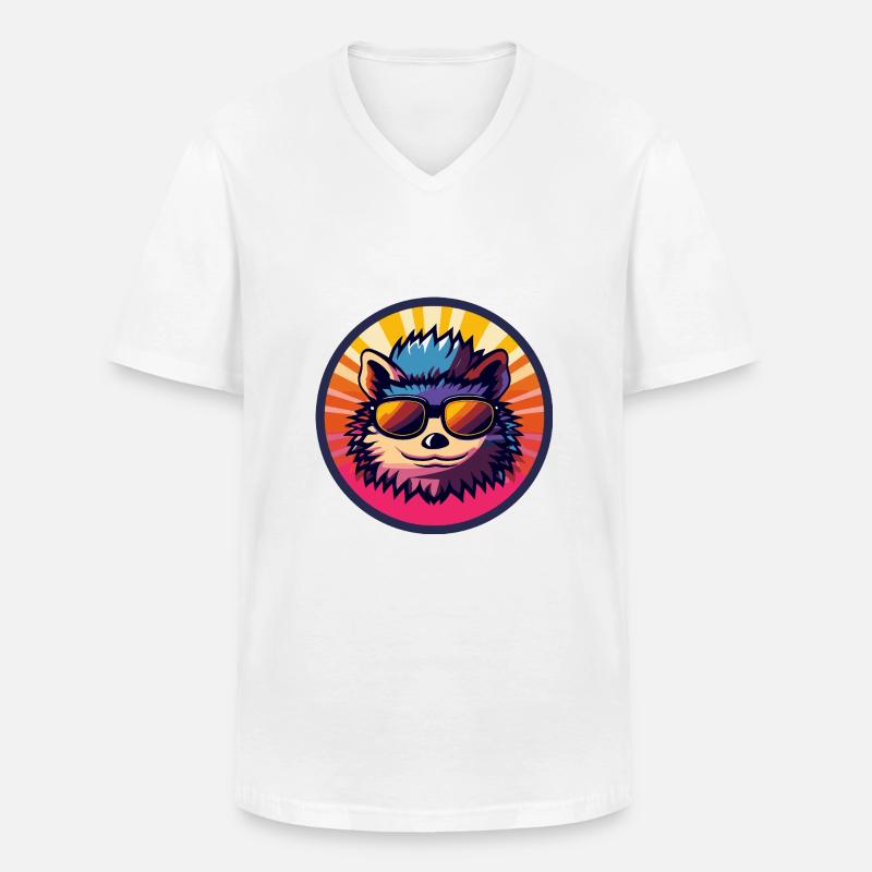 Igel Comic Cool Sommer - Männer-T-Shirt mit V-Ausschnitt - Weiß
