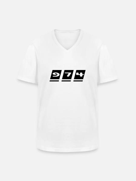 974, La Réunion - T-shirt col V Homme - blanc