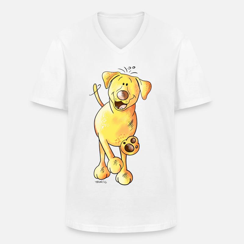 Fröhlicher Labrador - Männer-T-Shirt mit V-Ausschnitt - Weiß