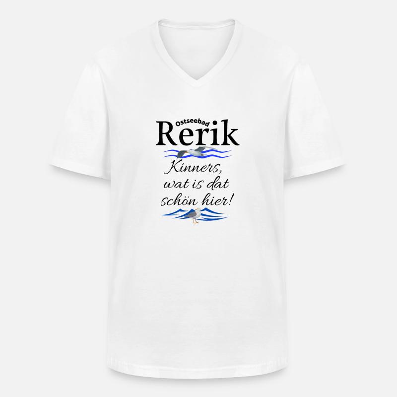 Rerik Ostseebad Spruch Möwe - Männer-T-Shirt mit V-Ausschnitt - Weiß