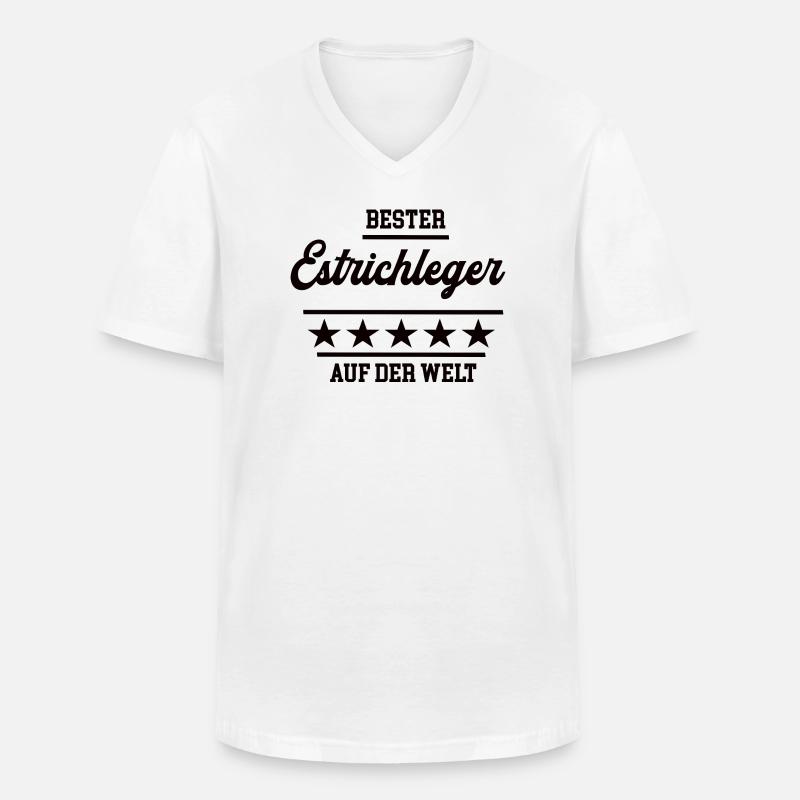 Bester Estrichleger Weltbester Handwerker - Männer-T-Shirt mit V-Ausschnitt - Weiß