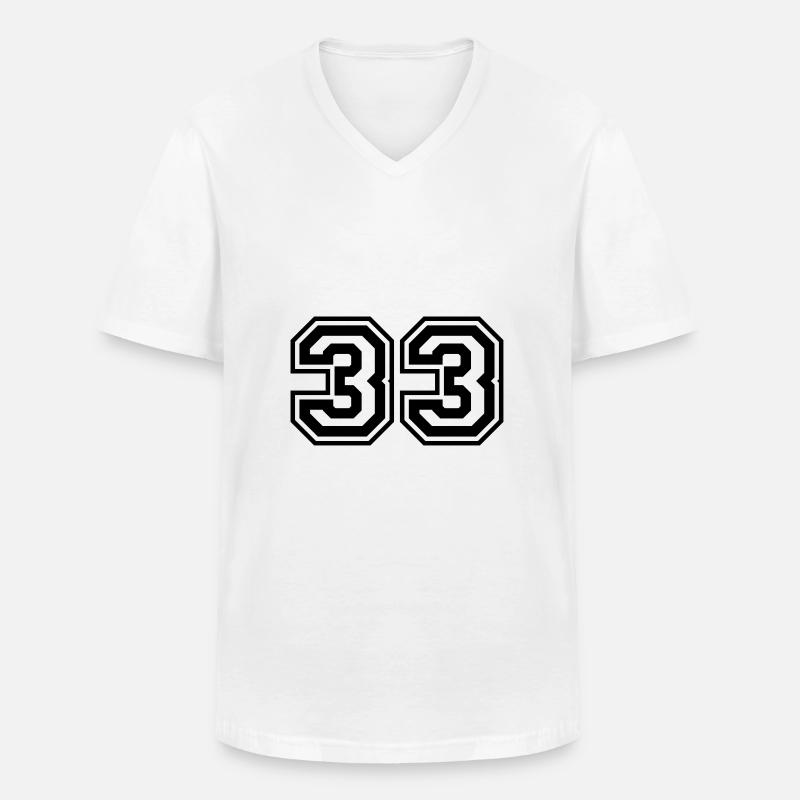 33 Zahl nummer - Männer-T-Shirt mit V-Ausschnitt - Weiß