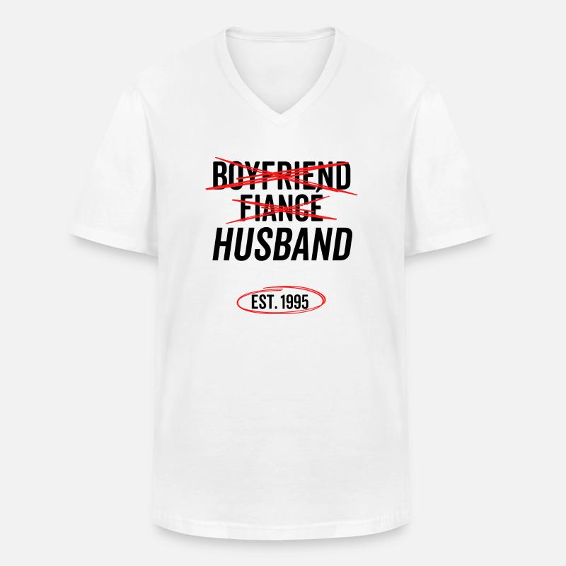 Freund Verlobter Ehemann Est 1995 - Männer-T-Shirt mit V-Ausschnitt - Weiß