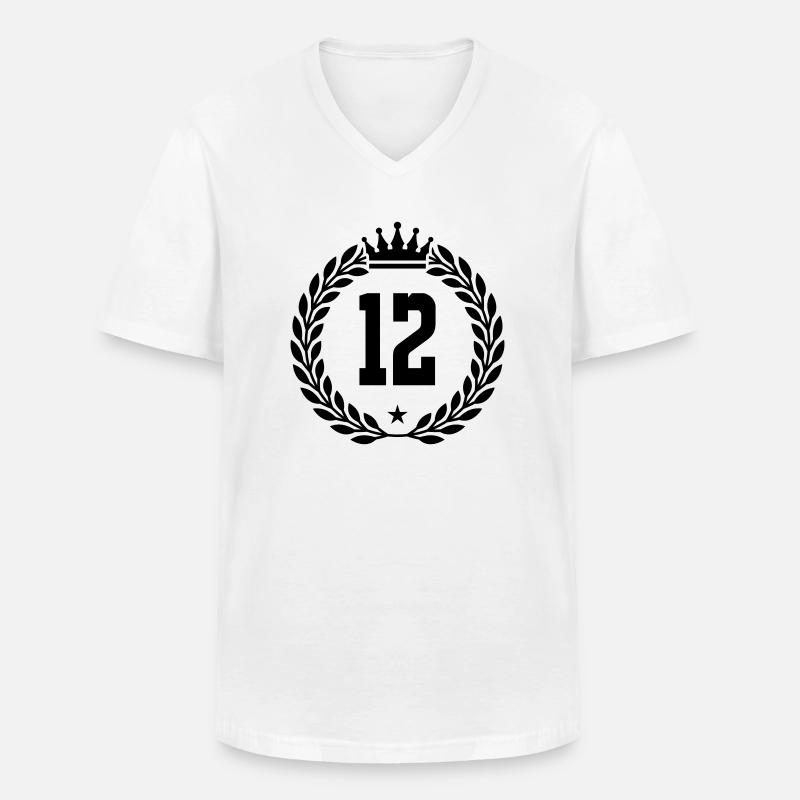 12 krone - Männer-T-Shirt mit V-Ausschnitt - Weiß