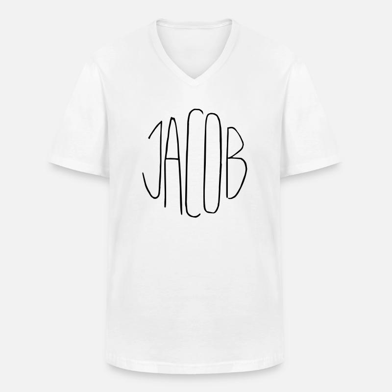 Jacob - Männer-T-Shirt mit V-Ausschnitt - Weiß