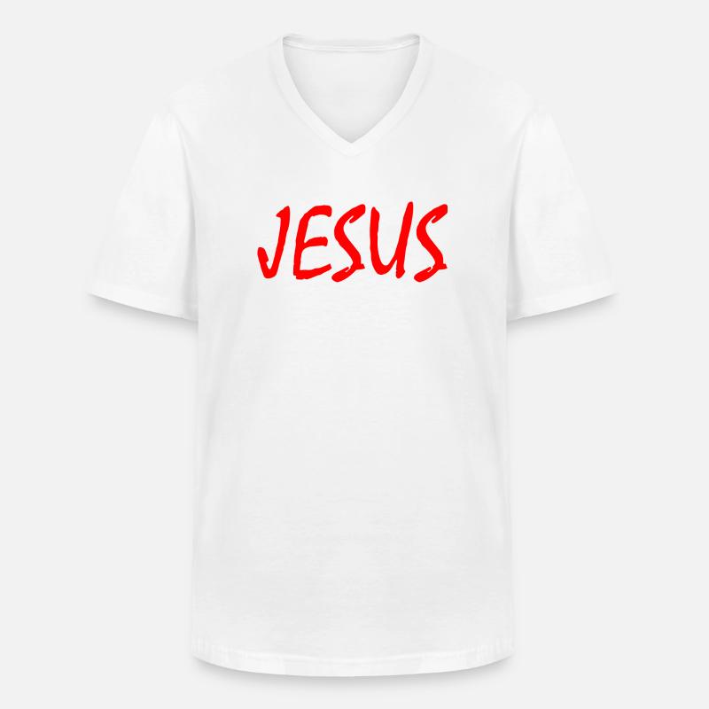 Jesus - Männer-T-Shirt mit V-Ausschnitt - Weiß