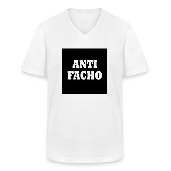 Anti facho - Men's V-Neck T-Shirt - white - Front - AI Model Male 185 light (185cm)