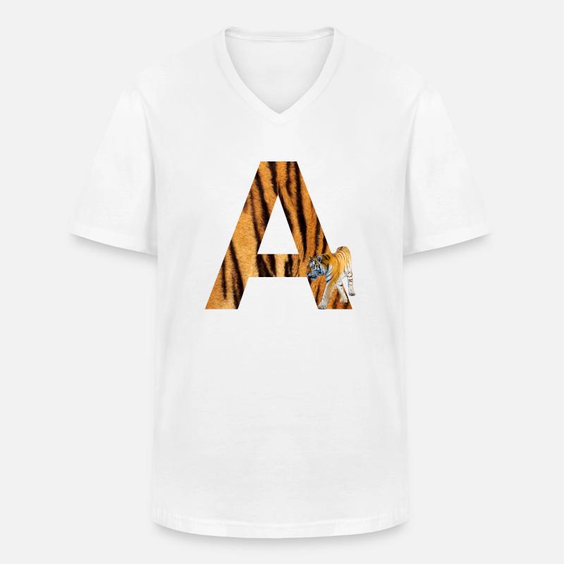 tiger a - Männer-T-Shirt mit V-Ausschnitt - Weiß