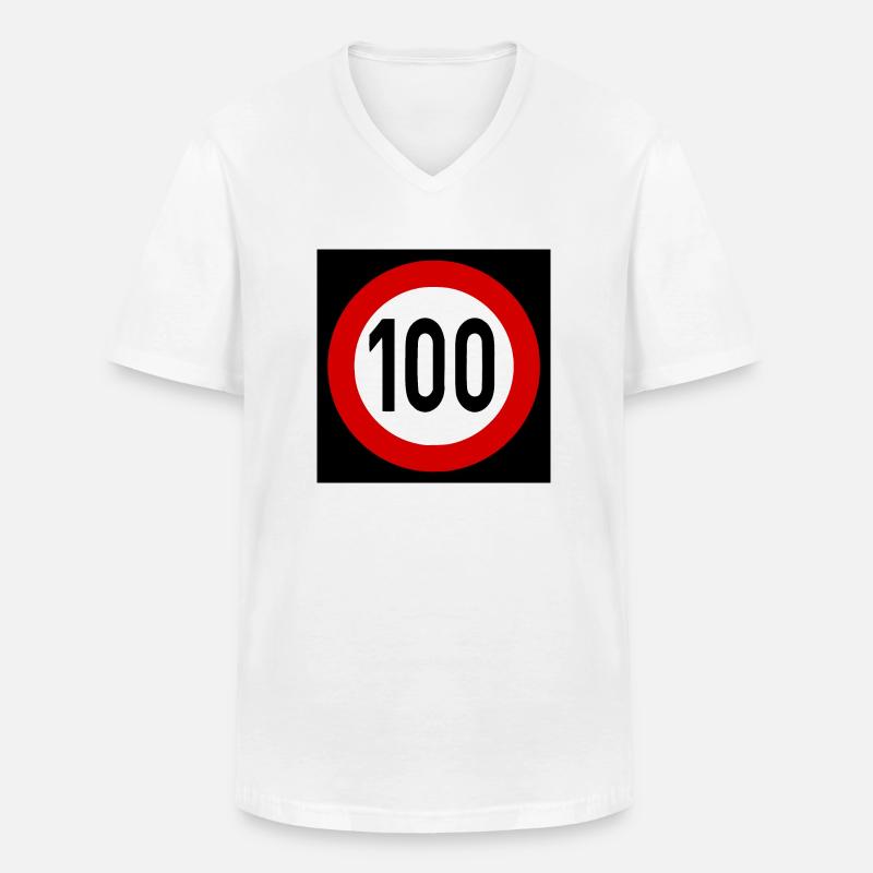 Geschwindigkeitsszeichen TempoLimit 100 Schild - Männer-T-Shirt mit V-Ausschnitt - Weiß