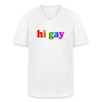Gay - Maglietta da uomo classica con scollo a V - bianco - Fronte - AI Model Male 185 light (185cm)
