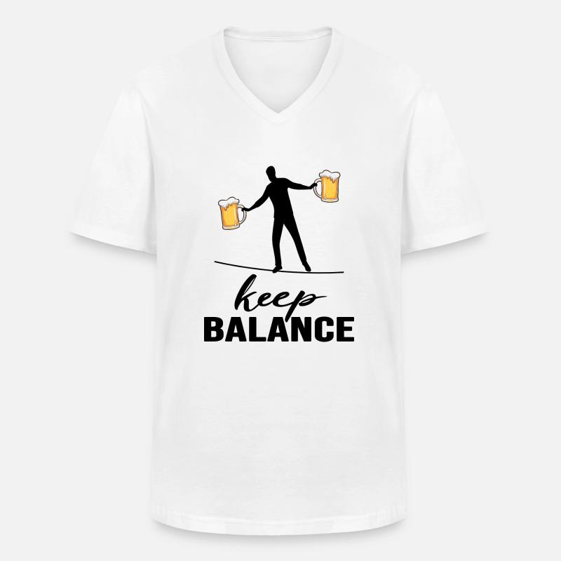 slackline und bier keep balance - Männer-T-Shirt mit V-Ausschnitt - Weiß