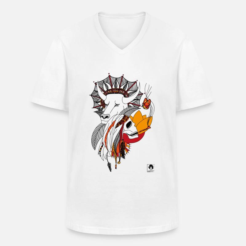 AMSUD - Männer-T-Shirt mit V-Ausschnitt - Weiß