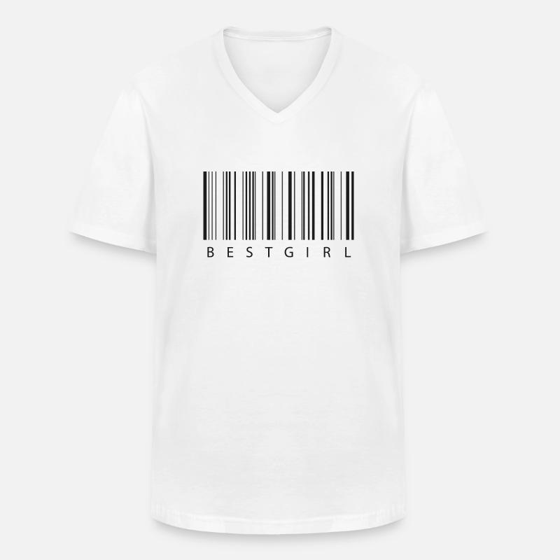 Bestgirl Barcode - beste Freundin - Männer-T-Shirt mit V-Ausschnitt - Weiß
