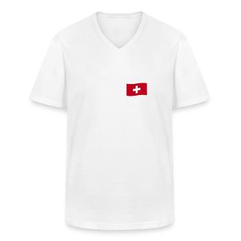 Schweiz Kreuz Schweizerische Fahne Schwiiz Deko - Männer-T-Shirt mit V-Ausschnitt - Weiß - Vorne - AI Model Male 185 light (185cm)