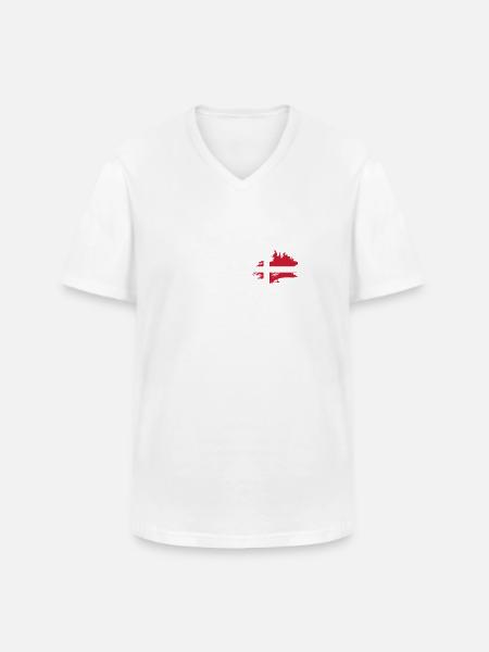 Danemark Drapeau danois Danmark Denmark - T-shirt col V Homme - blanc