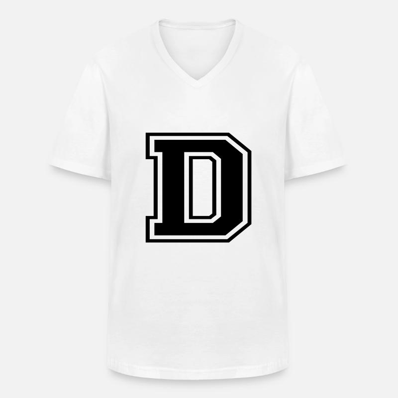 D - Männer-T-Shirt mit V-Ausschnitt - Weiß