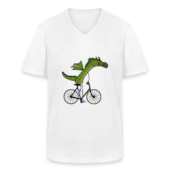 sporty dragon - Men's V-Neck T-Shirt - white - Front - AI Model Male 185 light (185cm)
