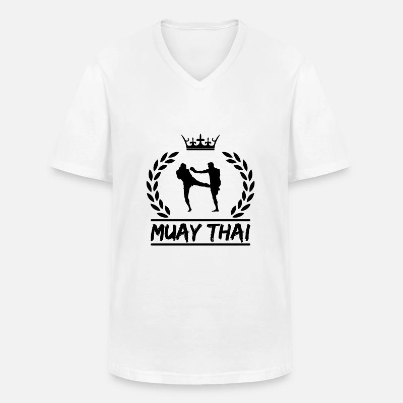 Muay Thai - Männer-T-Shirt mit V-Ausschnitt - Weiß