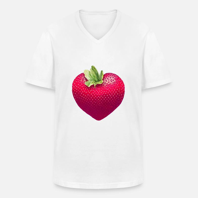 Erdbeere - Männer-T-Shirt mit V-Ausschnitt - Weiß