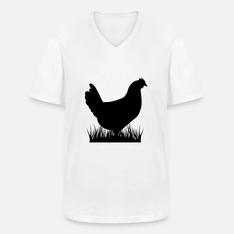 Huhn silhouette schwarz - Männer-T-Shirt mit V-Ausschnitt - Weiß