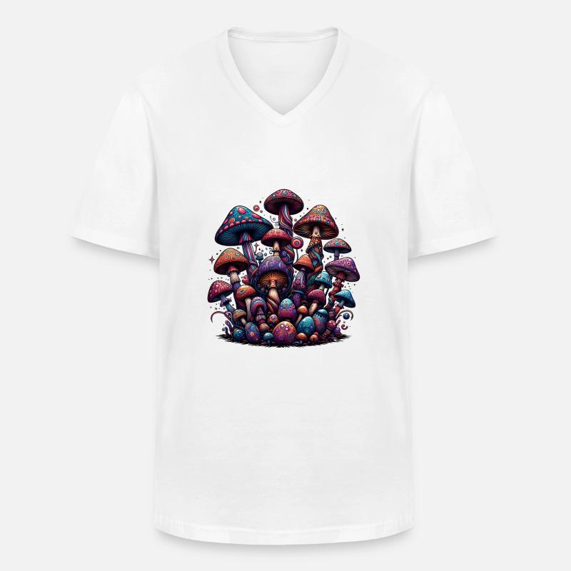 Psychedelic Mushroom Magic - Männer-T-Shirt mit V-Ausschnitt - Weiß