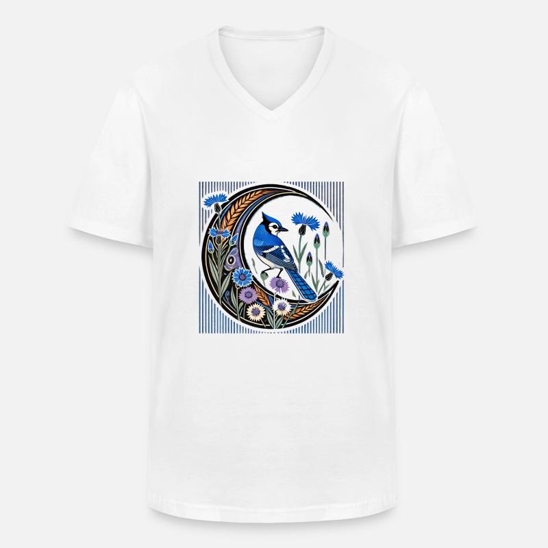 Bluejay - Männer-T-Shirt mit V-Ausschnitt - Weiß