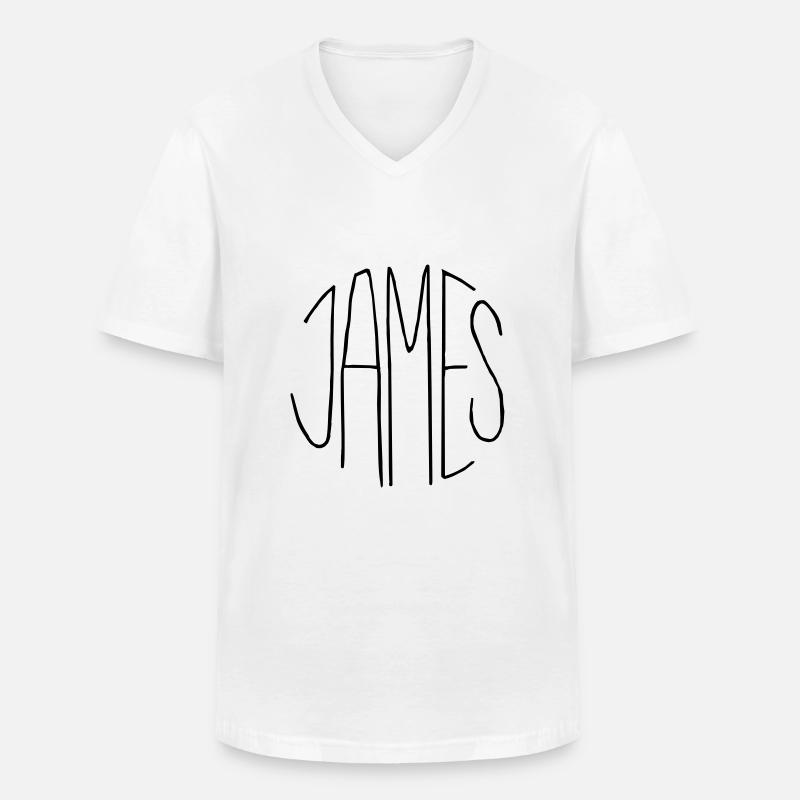 James - Männer-T-Shirt mit V-Ausschnitt - Weiß