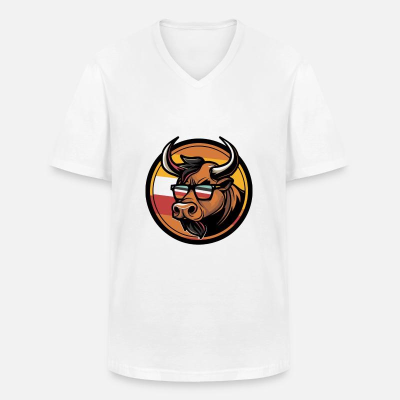Taurus Comic Cool Summer - Men's V-Neck T-Shirt - white