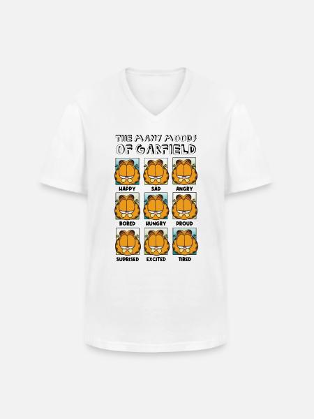 Garfield The Many Moods Of Garfield - Men's V-Neck T-Shirt - white