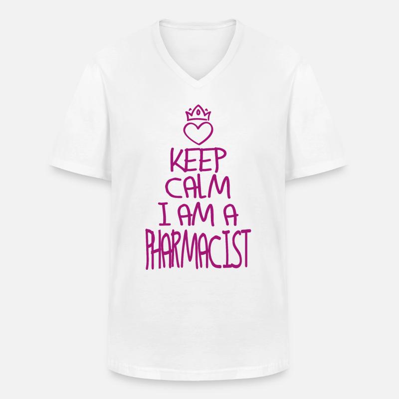Keep Calm Apotheker cool - Männer-T-Shirt mit V-Ausschnitt - Weiß