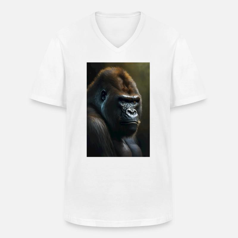 Gorilla Affe Cool - Männer-T-Shirt mit V-Ausschnitt - Weiß