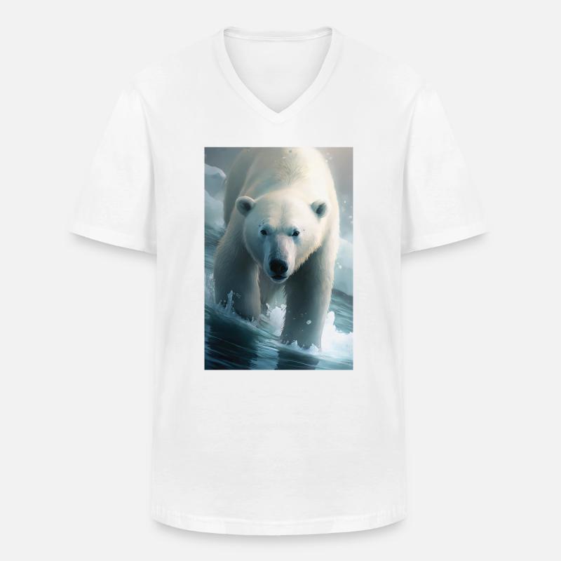 Eisbär - Männer-T-Shirt mit V-Ausschnitt - Weiß