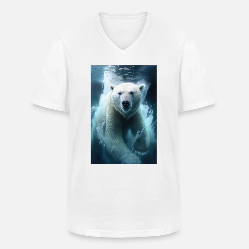 Eisbär - Männer-T-Shirt mit V-Ausschnitt - Weiß