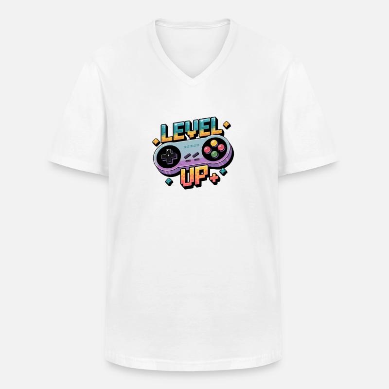 Level Up – Gaming Controller - Männer-T-Shirt mit V-Ausschnitt - Weiß