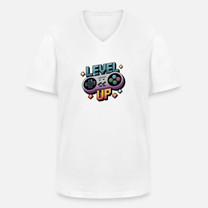 Level Up – Gaming Controller - Männer-T-Shirt mit V-Ausschnitt - Weiß