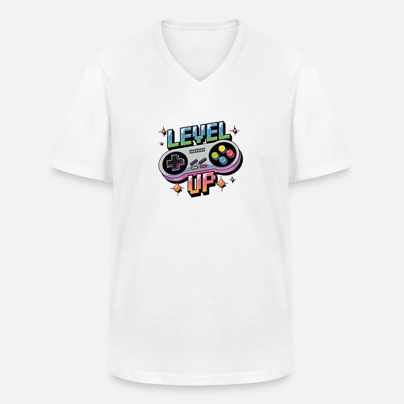 Level Up – Gaming Controller - Männer-T-Shirt mit V-Ausschnitt - Weiß