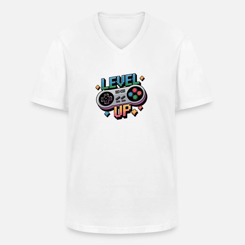 Level Up – Gaming Controller - Männer-T-Shirt mit V-Ausschnitt - Weiß