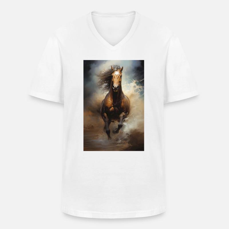 Pferd - Männer-T-Shirt mit V-Ausschnitt - Weiß