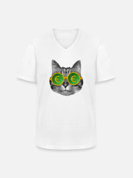 Katzengeldbrille - Männer-T-Shirt mit V-Ausschnitt - Weiß