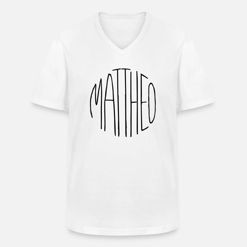 Mattheo - Männer-T-Shirt mit V-Ausschnitt - Weiß