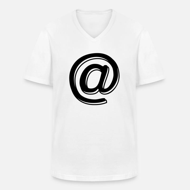 At-Zeichen - Männer-T-Shirt mit V-Ausschnitt - Weiß