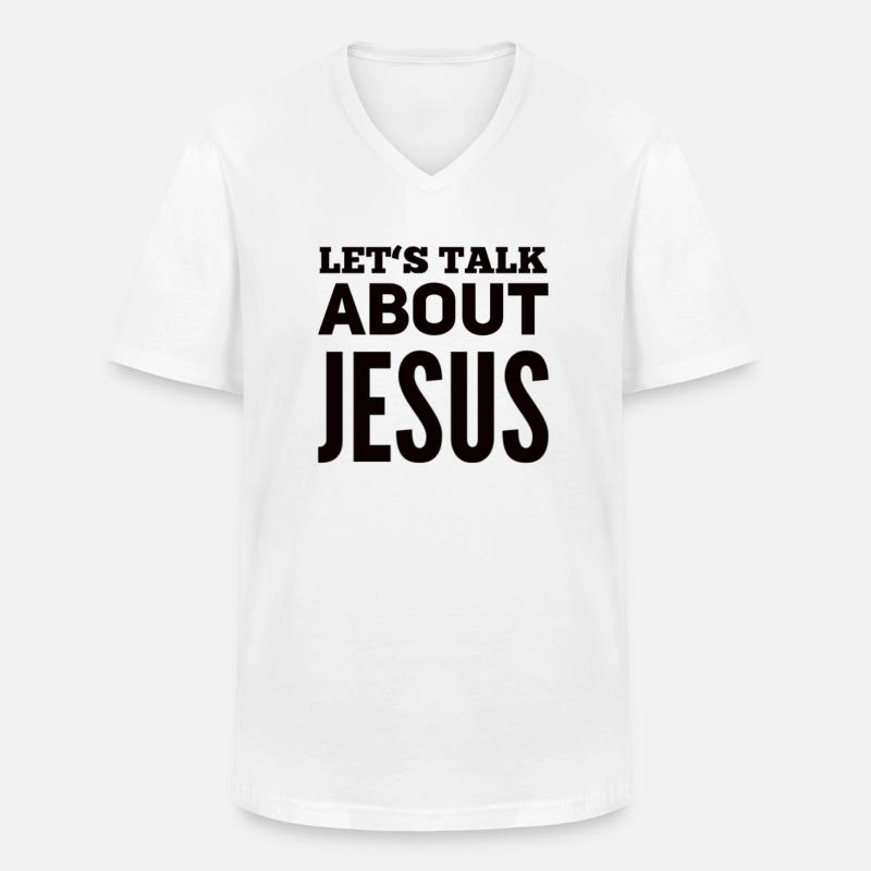 Let's Talk About Jesus - Männer-T-Shirt mit V-Ausschnitt - Weiß