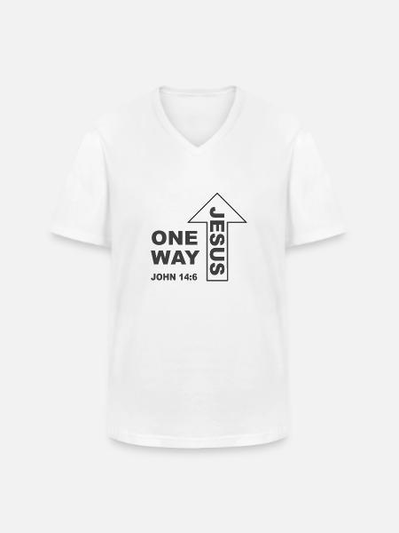 Christian Design One Way Jesus - Men's V-Neck T-Shirt - white