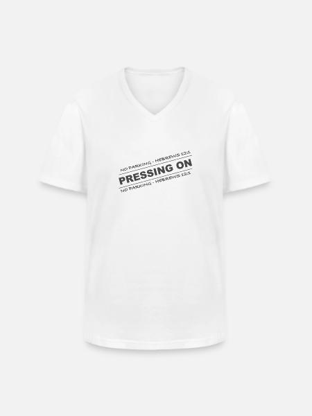 Christian Design Pressing On - Men's V-Neck T-Shirt - white