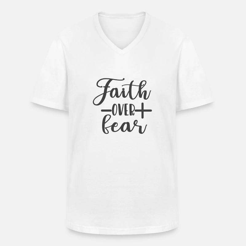 Christlicher Designglaube über Angst - Männer-T-Shirt mit V-Ausschnitt - Weiß
